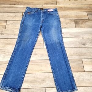 Wrangler Flame Resistant Denium blue jeans 38 x 34 1/2  work wear cowboy rodeo